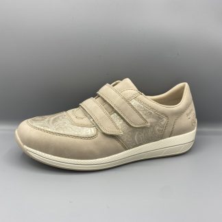 223 Rieker schoenen met klittenband beige - Vermeulen Modeschoenen Dongen