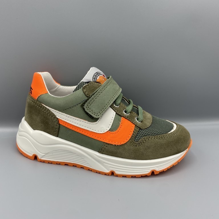 119 Little David sneakers groen wit oranje - Vermeulen Modeschoenen Dongen