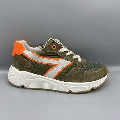 122 Little David sneakers groen oranje wit - Vermeulen Modeschoenen Dongen